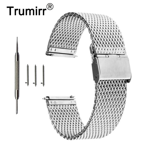 

16mm 18mm 20mm 22mm universal milanese watchband quick release watch band mesh stainless steel strap wrist belt bracelet black, Black;brown