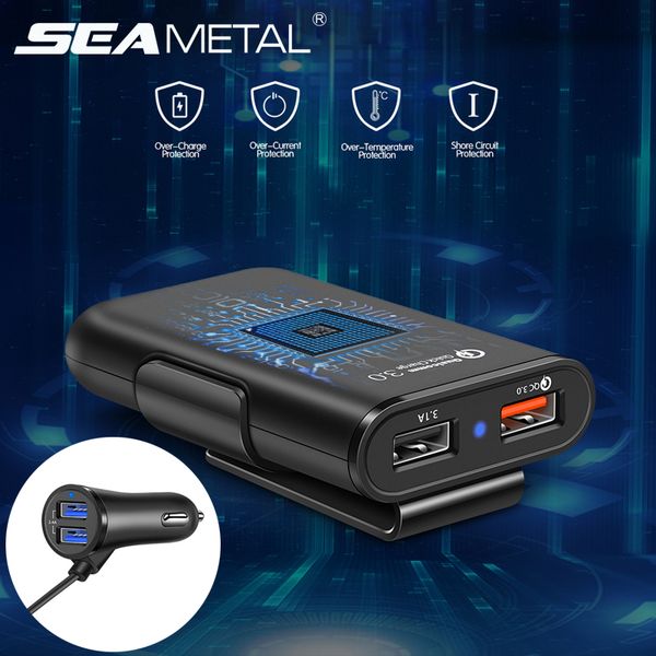 

car cigarette lighter charger 12v-24v qc3.0 quick charge splitter auto usb socket adapter for rear seat passenger accessories