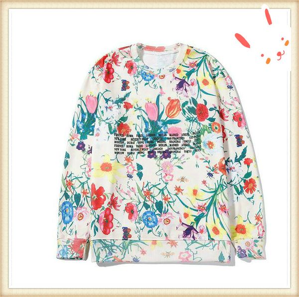 

women luxury hoodies sweatshirts 2019 autnmn brand hoodie with flowers cities printing long sleeve pullover women men m-2xl optional, Black