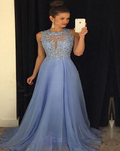 

custom made 2019 lavender prom dresses lace applique beads formal long bridesmaid dresses a line crew neck zip back chiffon party gowns, Black