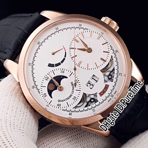 

New ma ter control ro e gold white keleton dial big date moon pha e power re erve automatic men watch black leather watche puretime y4b2