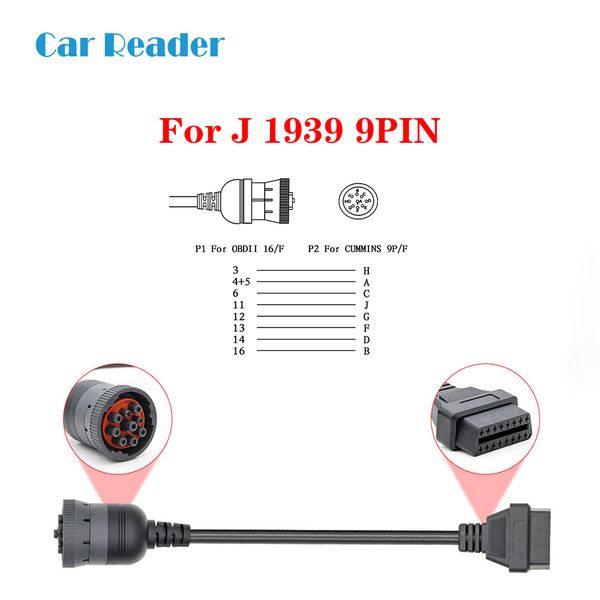 

car diagnostic tool adapter converter cable j1939 9pin diesel female to obd2 16pin female ing