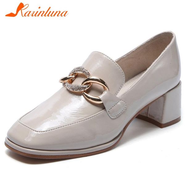 

karin female slip on black pumps solid metal chain sewing high heels women pumps fashion spring women shoes