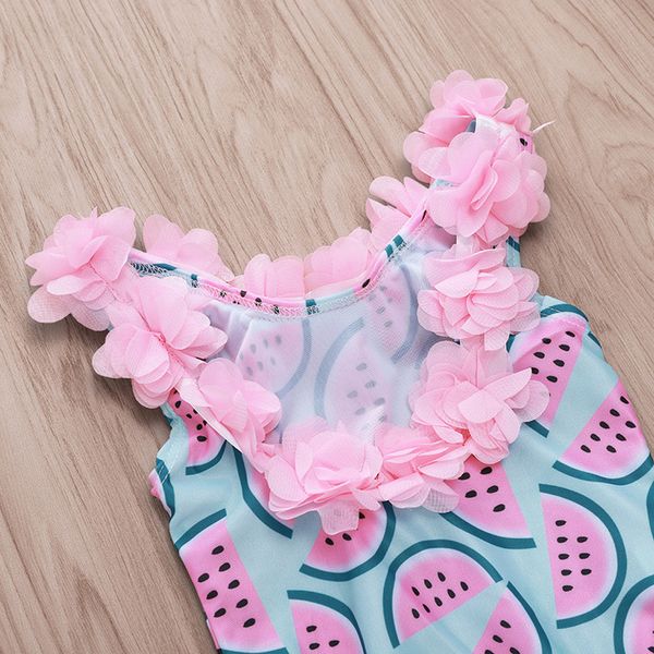 

toddler kids baby swimwear girl ruffled print bikini beach swimsuit bathing kids swimwear for girls maillot de bain fille, White