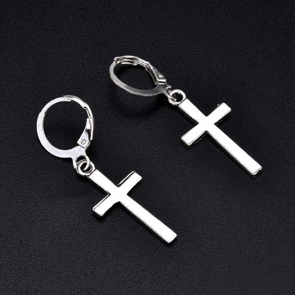 

2020 new fashion men women metal hoop cross drop dangle ear studs earrings party punk earring jewelry long earrings, Golden