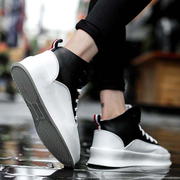 

autumn new style sports footwear men korean-style trend cool high-board shoe thick bottomed platform hip hop trendy shoes, Black