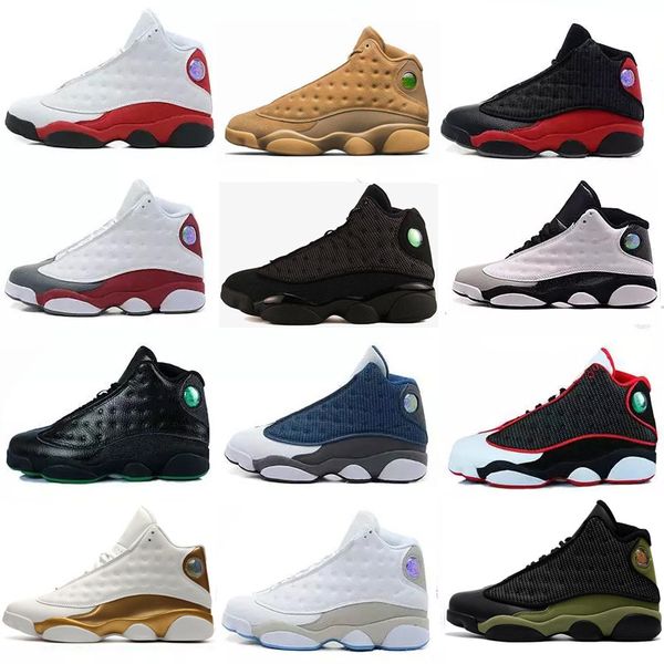 

high wholesale quality 13 xiii men basketball shoes bred black brown white hologram flints grey women sports sneakers 13s us 5.5-13