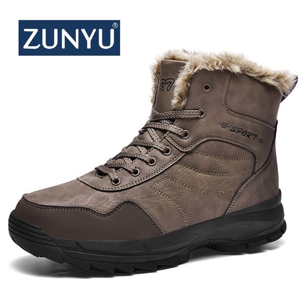 

zunyu new winter men non-slip working boots plush keep warm waterproof plus fur snow boots men sneakers shoes big size 39-48, Black