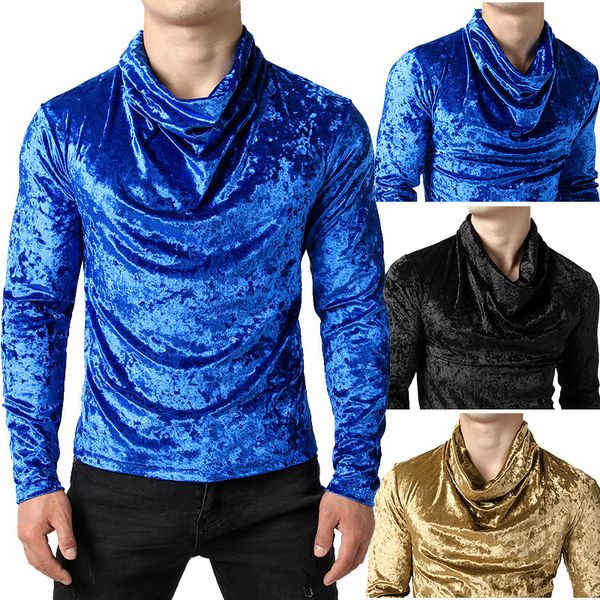 

heap collar nap design t-shirt fashion leisure t-shirt nightclub style long-sleeved, White;black