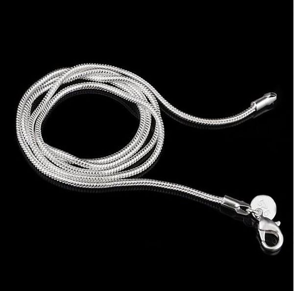 925 Sterling Silver Sway Snake Cadeia Colar Lobster Clasps Corrente de Casamento Jóias Tamanho 1mm 2mm 3mm 16inch --- 30inch