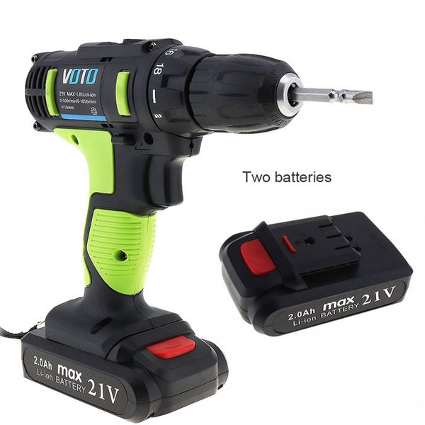 

new voto ac220v cordless 21v electric screwdriver with 2 lithium batteries and two-speed for handling screws / punching