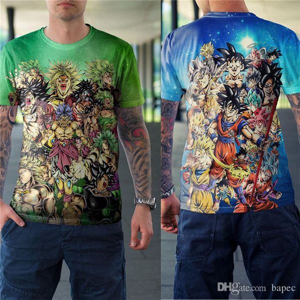 

dragon ball 3d цифровой печати с коротким рукавом женщин tshirts лето сыпучие o шеи дизайнерские пары tops, White