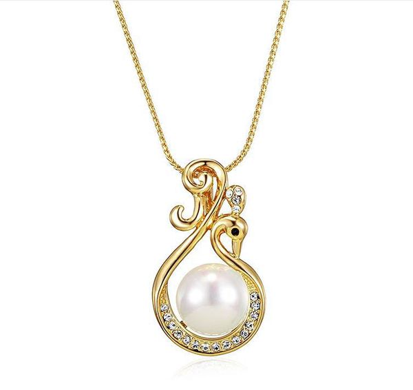 

fashion jewelry swan pearl necklace gold necklace women gold custom, Golden;silver