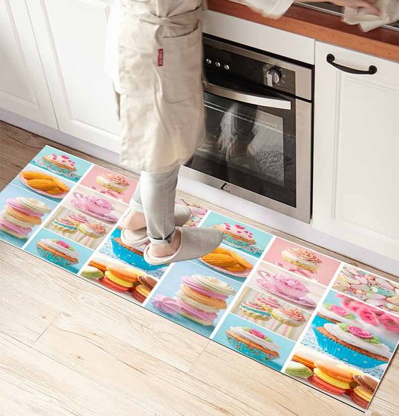 

else blue pink cup cakes sweets patchwork 3d print non slip microfiber kitchen counter modern decorative washable area rug mat