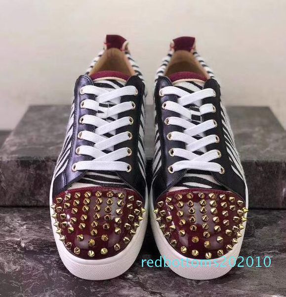 

full packet design red bottom sneaker for men women trainers seavaste orlato men's flat junior print genuine leather 15 10r, Black