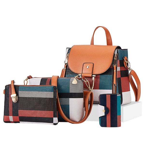 

4pcs/set contrast color handbags multifunction shoulder bags for travel women messenger crossbody bags big capacity