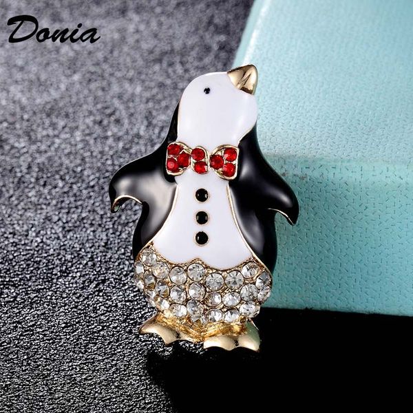 

donia jewelry fashion enamel penguin vorm mannen broches sieraden vrouwen paar sjaal pak trui pin hijab accessoire carton pin, Gray