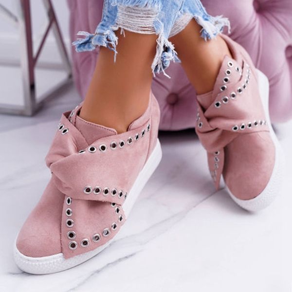 

monerffi 2019 summer women sneakers ladies suede bow tie slip on comfort vulcanized shoes female increase in flats footwear y200108, Black