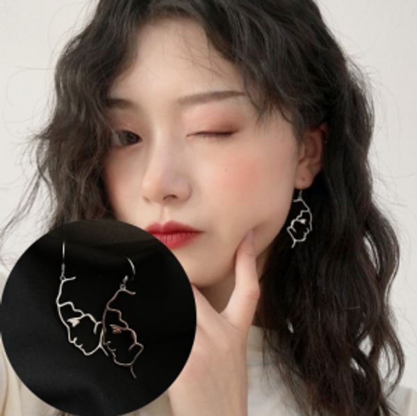 

maxi 01 abstract face online celebrity personalized design high-grade cool earring fashionable distinctive earrings, Silver