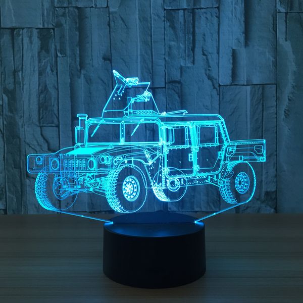 

3d lamp 7 color war chariot led night lamp for kids touch led usb table lampara lampe baby sleeping nightlight 3d illusion light