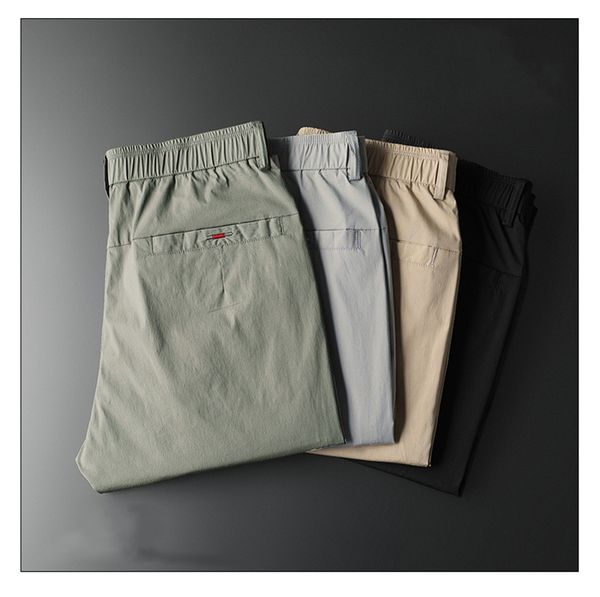 

2020 summer men's wear regular cotton breathable comfortable smart casual thin pants men's fashion wild slim stretch pants men, Black