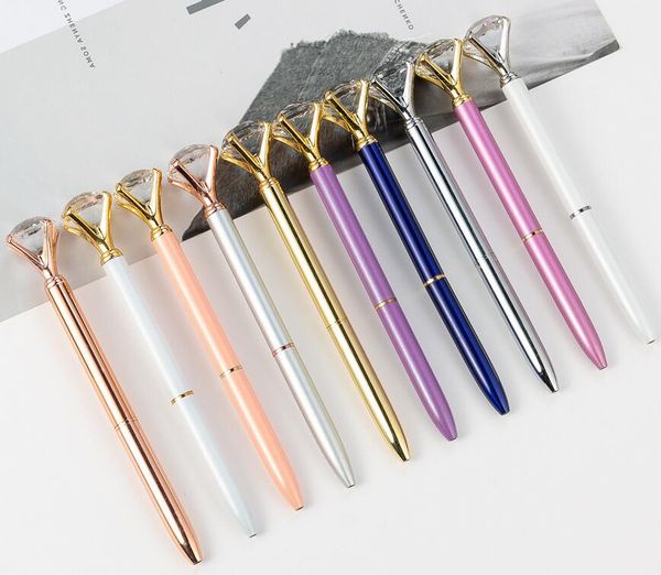 Più nuovo Big carat diamante Crystal Pen Gemma Penna a sfera anello matrimonio Ufficio Supplie Anello in metallo penna a sfera in oro rosa argento DHL all'ingrosso