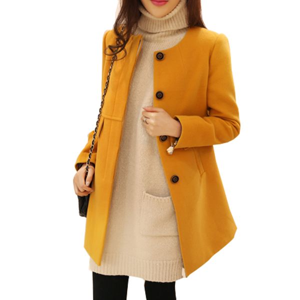

2019 elegant women's single-breasted wool cashmere blend loose casual overcoat lapel belted long coat jackets warm outwear, Black