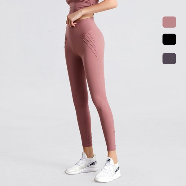 

colorvalue pink double-sanded yoga pants nude feel leggings sport women fitness specal waist designed bulifting gym leggings, White;red