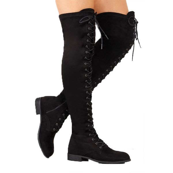 

women boots over-the-knee boots female winter women shoes knee-high winter shoes booties botas mujer ing, Black