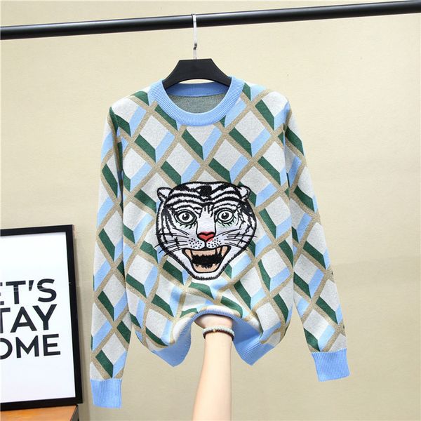 

2020 stunning embroidery wool fashion runway designer sweater warm long sleeve sweaters woman pullovers plus size s-l, White;black