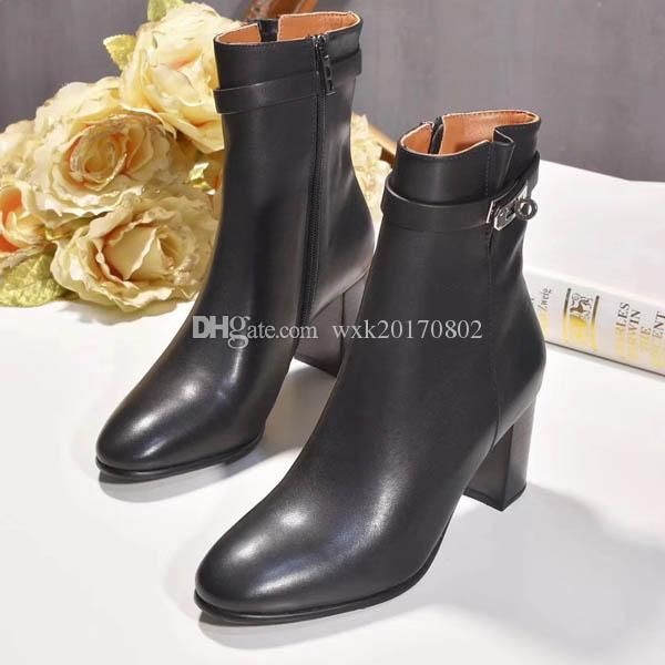 

luxury new womens martin rivet lichee cow leather chunky heel 8cm cowboy booties ms ladies shorts casual shoes sz35-40, Black