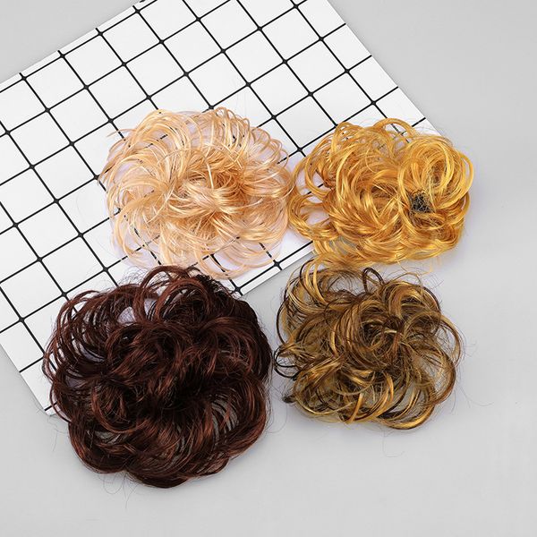 

manufacturers direct selling foreign trade elasticity jia fa quan latte art curly hair bun up-do meatball head high-temperature, Brown