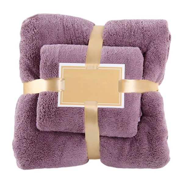 

2pcs/set microfiber coral velvet towel wraps set candy color absorbent blanket