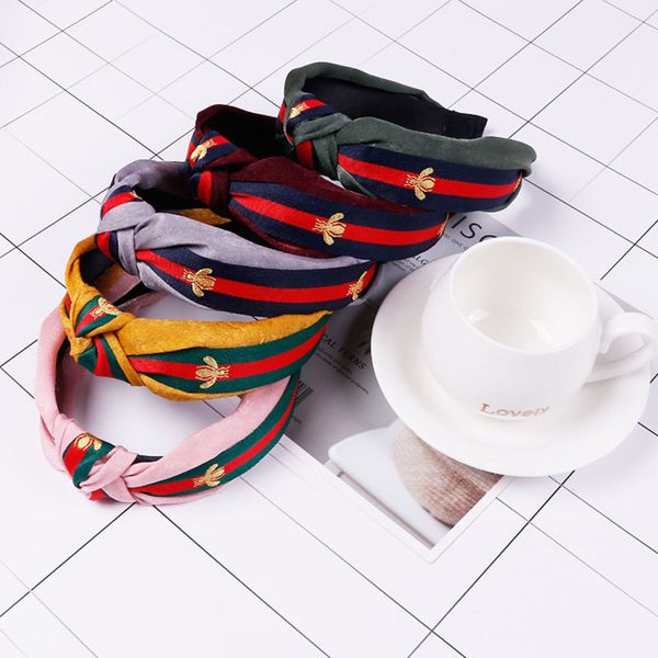 

europe and america small dense bee woven bandwidth knotted headband hair accessories flower cross hair hoop for girls headwear