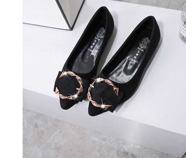 

women's shoes in spring and autumn flat bottom pointed end @855, Black