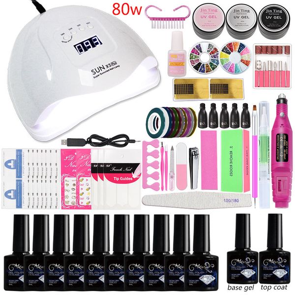 

professional nail acrylic kit choose 10 color gel nail kit professional gel polishmanicure set 36w/48w /80w led lamp