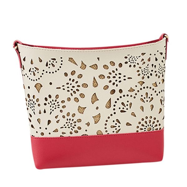 

hollow hit color bucket bag fashion wild messenger bag lady shoulder
