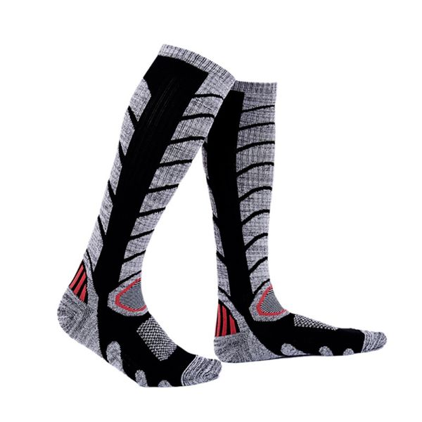 

men women cycling socks winter thermal warm long ski socks thicker sports snowboard climbing camping hiking hs0, Black