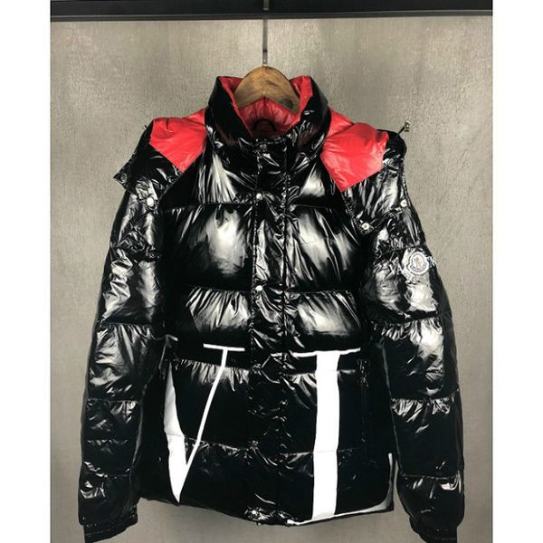 

men womens brand down coat men women fashion glossy letter printed coat men womens warm thick down parkas, Black