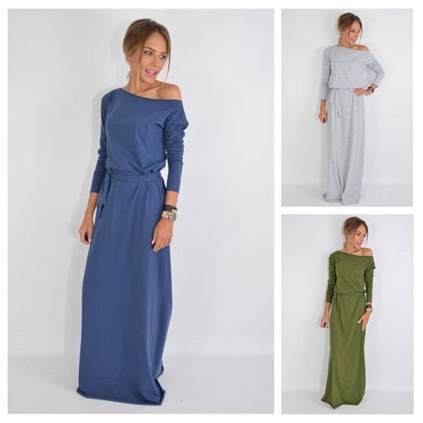 

long sleeve dress womens dresses autumn 2019 new women personality slender waist line pencil wrist sleeve tie waist long casual slit, Black;gray