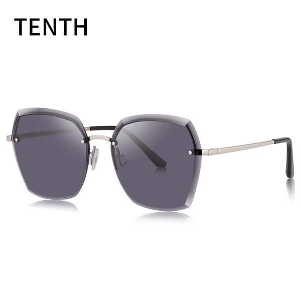 

2020 new polygonal cross-border rimless sunglasses. solid stainless steel sunglasses with nylon edging for women's comfort, White;black