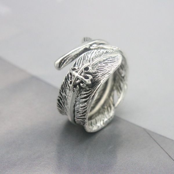 

2021 new fashion rings jewelry vintage alloy feather finger silver cluster rings gift for women & men, Golden;silver