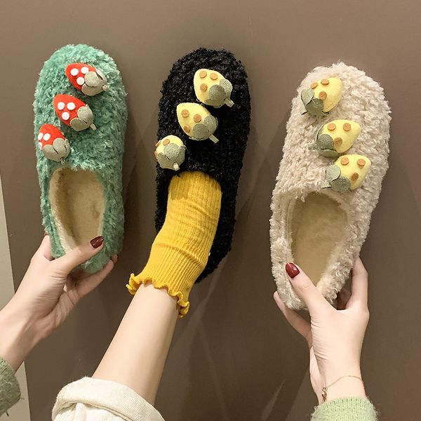 

hkjl 2019 fur new curls wild autumn and winter shoes women plus velvet shoes round head peas women's z185, Black