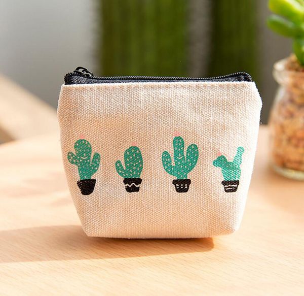 

m184 2017 new cute women purses cactus zipper canvas student mini coin key zero wallet card bag women student gift wholesale, Red;black