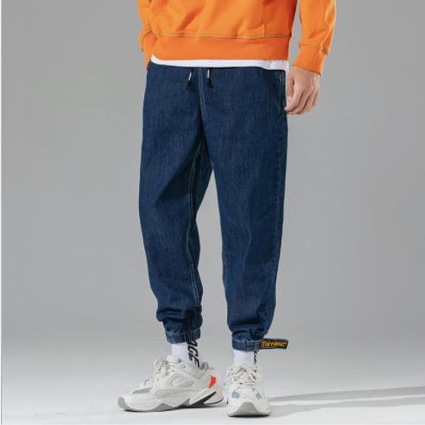 

мужские джинсовые брюки прямые сыпучие стиль деним slim fit джинсы мужские джинсы joggers homme моды брюки повседневный стиль, Blue