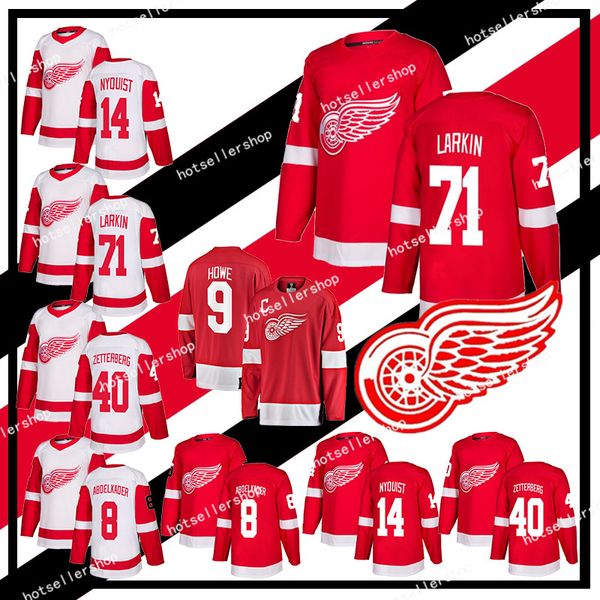 

nhlDetroit Red Wings hockey jersey 71 Dylan Larkin 40 Henrik Zetterberg 8 Justin Abdelkader 14 Gustav Nyquist 19 Steve Yzerman 9 Gordie Howe