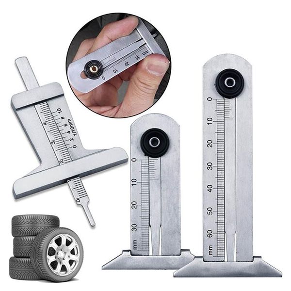 

3pcs stainless steel tread pattern ruler safety tyre ruler height depth measure tool (0-30mm + 0-50mm + 0-60mm