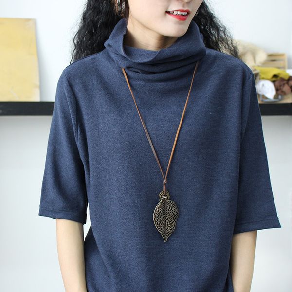 

fashion high collar shirt linen knit korean version of the slim shirt in the sleeves early autumn primer, White;black