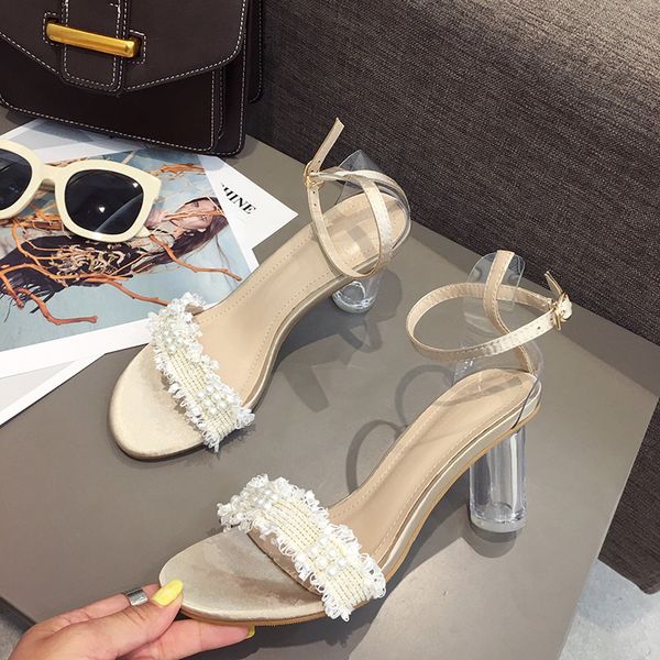 

designer-arse sandals pearl hasp high with women's shoes, Black