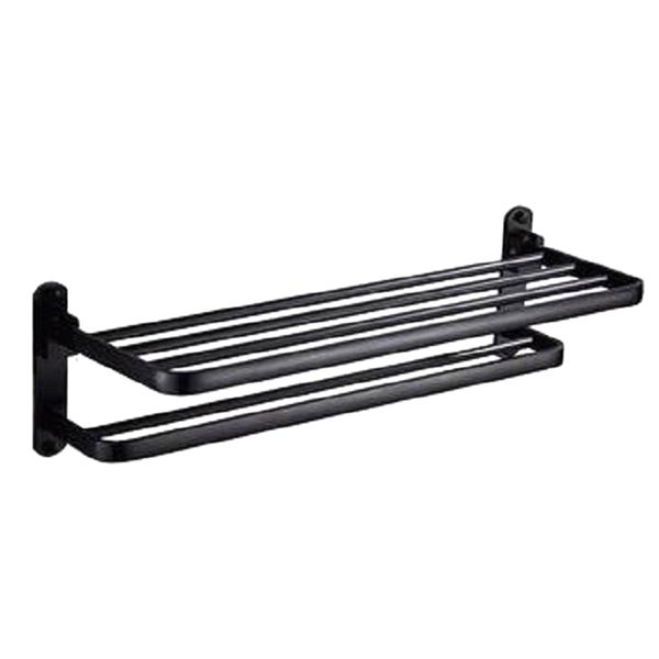 

bathroom bath towel rack with double towel bar wall mount shelf rustproof stainless steel brushed finish